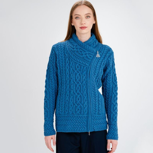 Women's Aran Jacket with Celtic Knot Side Zip