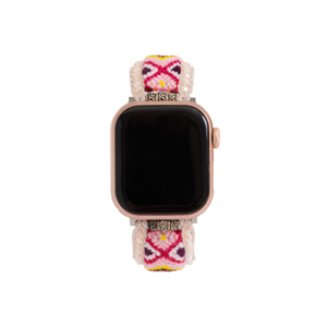 Woven Beaded Apple Pink Watch Band (one size)