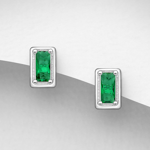 Signature Silver May Birthstone Dainty Stud Earrings