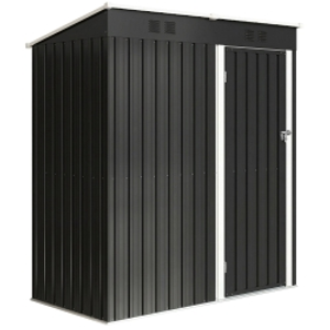 Outsunny Outdoor Garden Shed 1.37 m² 163x90x179 cm with Latch Door and Ventilation Slots, Dark Gray