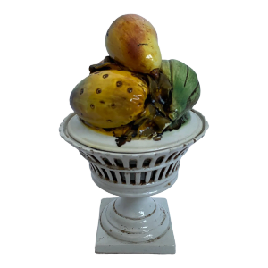 Late 20th Century Vintage Ceramic Fruit Topiary Reticulated Compote