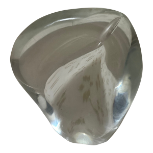 Clear Glass Paperweight Abstract Wave