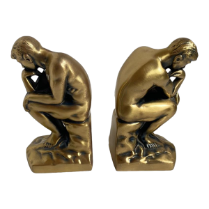 The Thinker Auguste Rodin Brass Bookends - Early 20th Century