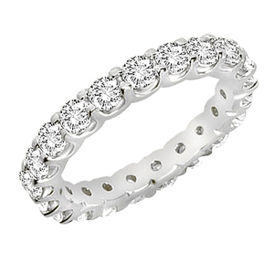 14K Gold 2 Carat Round Diamond Eternity Band Women's Diamond Wedding Ring