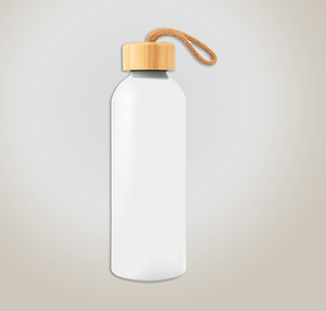 Full Color 25 oz. Blaire Recycled Aluminum Water Bottle with Bamboo Lid - White