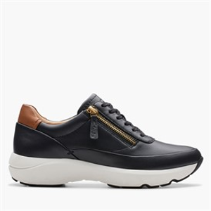Clarks Womens Tivoli D-Fit Side Zip Trainers Black
