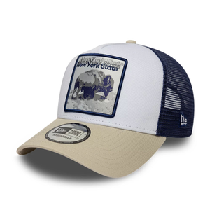 New Era New York State Bison White 9FORTY A-Frame Trucker Adjustable Cap