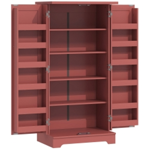 HOMCOM Buffet de cocina armario de cocina 5 niveles con puertas y estantes regulables 60l x 40P x 120H cm grain de bois rojo