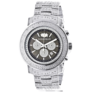 Iced Out Men's Diamond Watch Luxurman 2ct Escalade Oversized with Chronograph