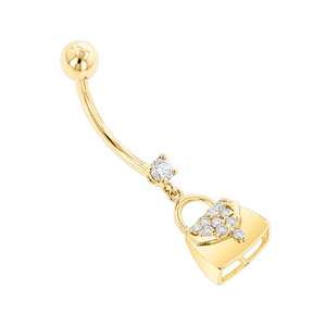 14K Gold Diamond Purse Belly Button Ring 0.29ct