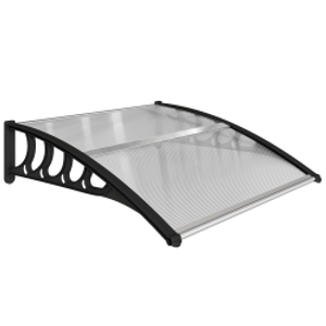 Outsunny Marquesina para Puertas y Ventanas 103x96,5 cm con Paneles de Policarbonato Regleta de Aluminio Transparente