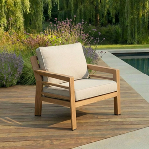 Maze - New York Wood Effect Aluminium Armchair - Almond