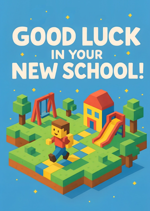 Block Style Good Luck In Your New School Card