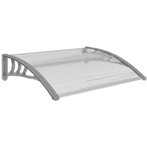 Outsunny Marquesina para Puertas y Ventanas 100x75 cm con Paneles de Policarbonato Barra de Aluminio Transparente