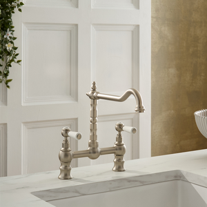 Milano Elizabeth - Classic Bridge Kitchen Mixer Tap - Brushed Nickel