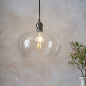 100948 1 Light Pendant Antique Brass Plate & Clear Glass (S)