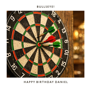 Moonpig Photographic Bullseye Darts Birthday Card