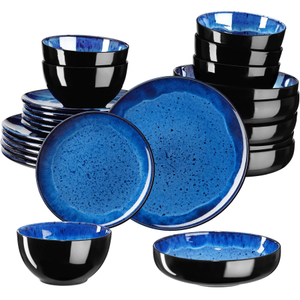 Dinner Set Mare in Glazed Stoneware for 6 People, Microwave- and Dishwasher-Safe