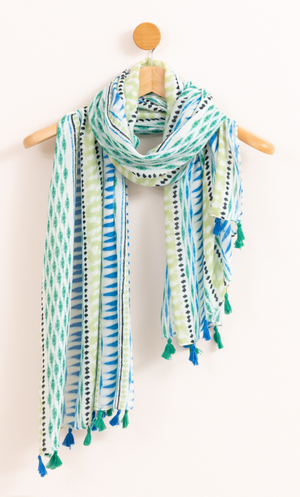 Lightweight Printed Scarf - Blue/Green