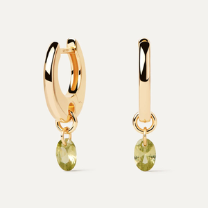 Gold Plated Green Lily Hoop Earrings