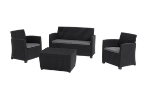 Mia 4 Seater Lounge Set With Storage Table - Graphite