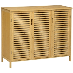 HOMCOM Shoe cabinet natural style - 2 cupboards with 8 shelves - bamboo natural wood