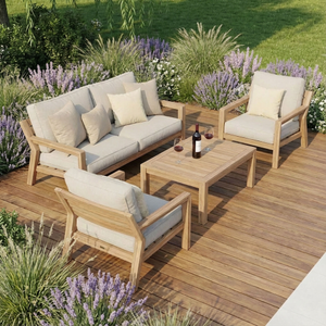 Maze - New York 2 Seat Wood Effect Aluminium Sofa Set - Almond