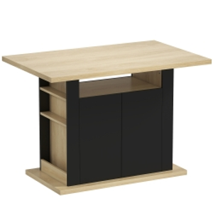 HOMCOM Mesa de comedor isla central de cocina con amplia superficie para 4-6 personas armario 4 puertas 110 x 70 x 75,5 cm negro