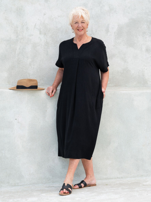 Suzanna by CISO Viscose/Linen Dress - Black