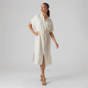 Vero Moda Dames Iris Korte Mouw Overhemd Jurk Gebroken Wit