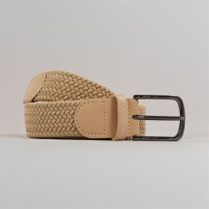 French Connection Heren geweven riem Steen/Steen leer