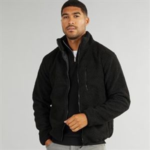 French Connection Fleece met hoge kraag van borg Zwart heren