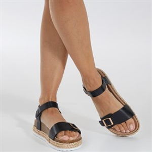 Brave Soul Dames Pantha Enkelband Platform Sandalen Zwart