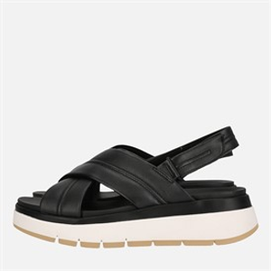 Clarks Dames Premium Toscaanse Kruis Sandalen Black Leather