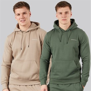 Crosshatch Heren Traymax Hoodie Kaki