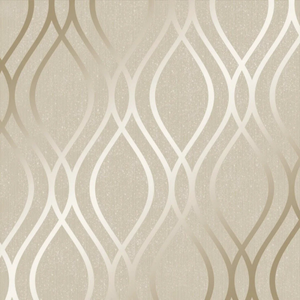 Camden Wave Wallpaper in Cream and Gold