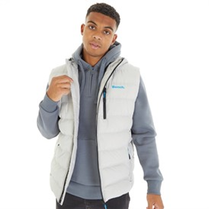 Bench Heren Galban Gewatteerde Gilet met Capuchon Frost Grijs
