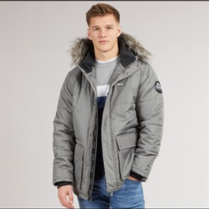 Bench Heren Koufax Gevoerde Parka Staalgrijs/Zwart