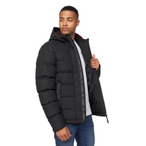 Crosshatch Heren Kampnew Gestikt Placket Jas Zwart