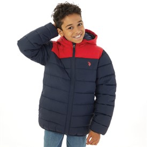 U.S. POLO ASSN. Jongens Kleurblok Juk Pufferjas Marine Blazer