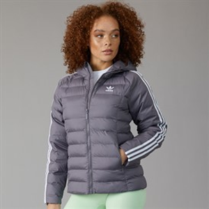 adidas Originals Dames Adicolor Gewatteerde Jas met Capuchon Trace Grey