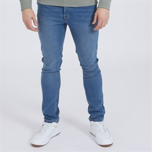 Bench Heren Eddie 22 Slim Fit Jeans Mid Blue Wash