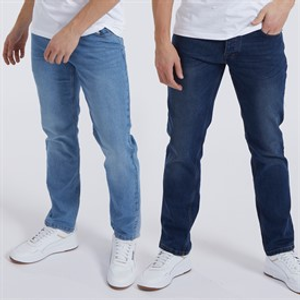 Bench Heren Stuart Set van 2 Rechte Pasvorm Jeans Indigo/Mid Wash