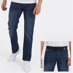 Crosshatch Heren Princed Straight Fit Jeans Donkere Was