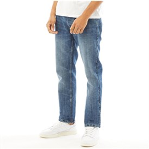 Crosshatch Heren Neue Geprägte Techno Straight Fit Jeans Stonewash