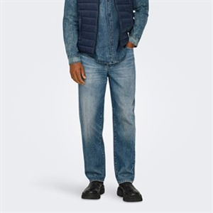 ONLY & SONS Heren Edge Rechte Jeans Medium Blue Denim