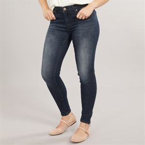 Only Dames Kendell Enkel Hoge Skinny Jeans Donker Blauw Denim