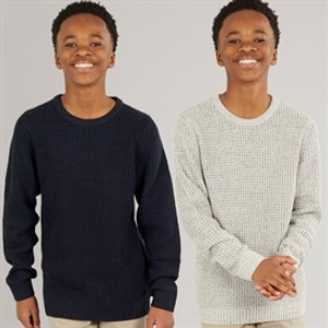 JACK & JONES Jongens Set van 2 Gebreide Truien met Ronde Hals Moonbean / Sky Captain