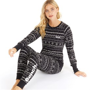 Bench Damen Soffi Loungewear Set Schwarz Fairisle