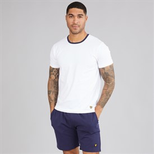 Lyle And Scott Vintage Heren Zephaniah T-shirt en korte broek lounge set Bright White/Peacoat
